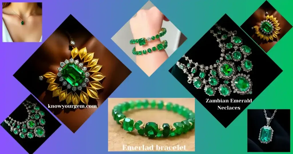Zambian emerald necklaces, emerald bracelets, emerald gemstone necklaces images