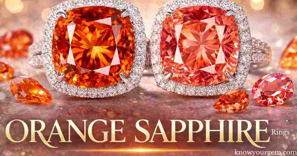 Orange sapphire Rings, orange sapphire vintage Rings