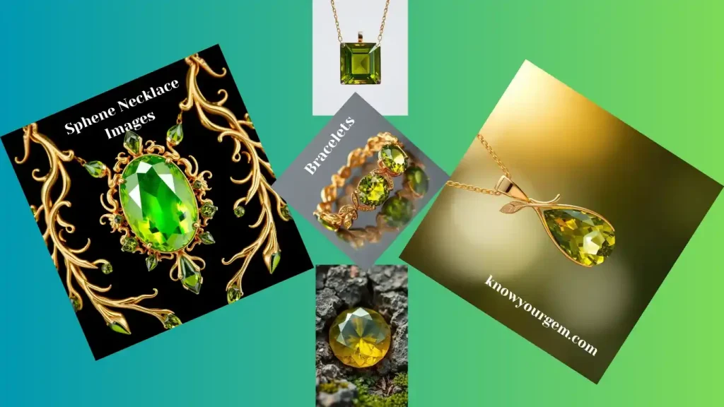 Sphene necklaces, green stone necklaces, green gem bracelets, green jewelry