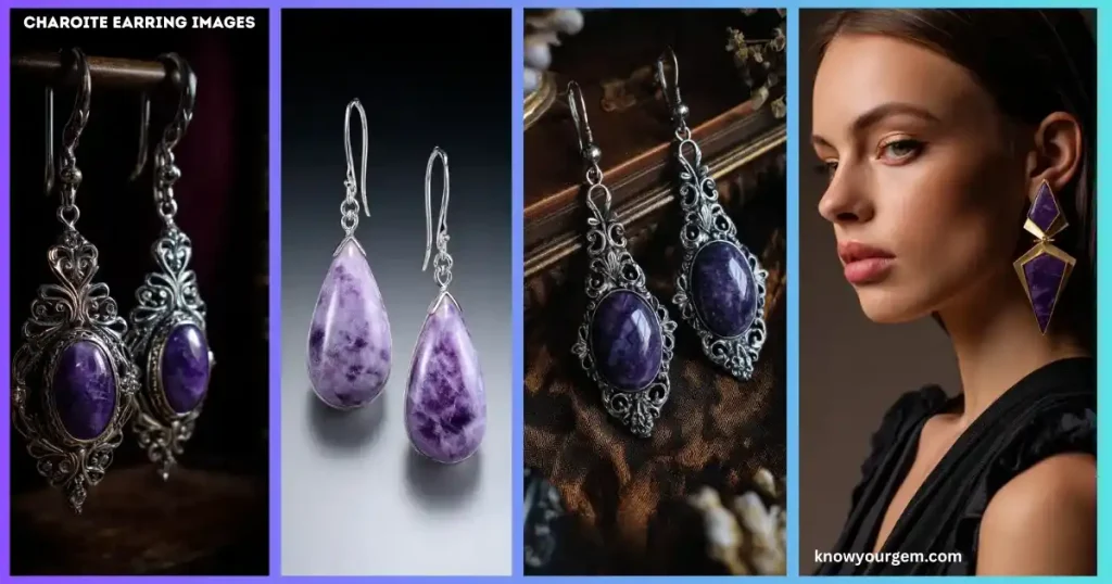 charoite earring images, charoite stone earrings