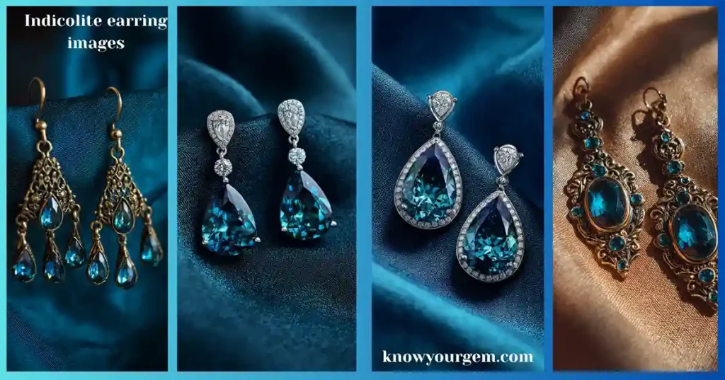 indicolite earring images, indicolite earrings, blue earrings, blue stone earrings