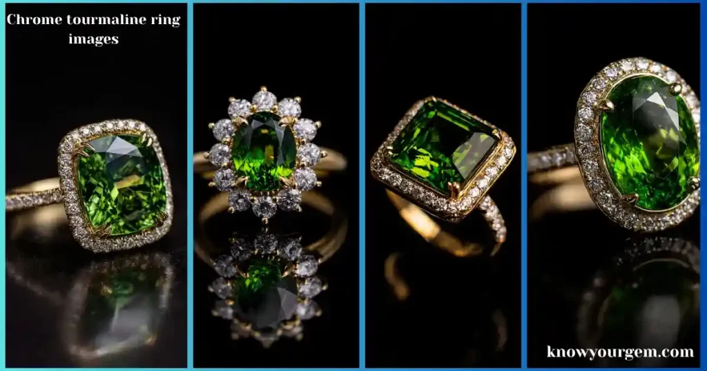 chrome tourmaline vintage rings, chrome tourmaline ring images, green tourmaline rings