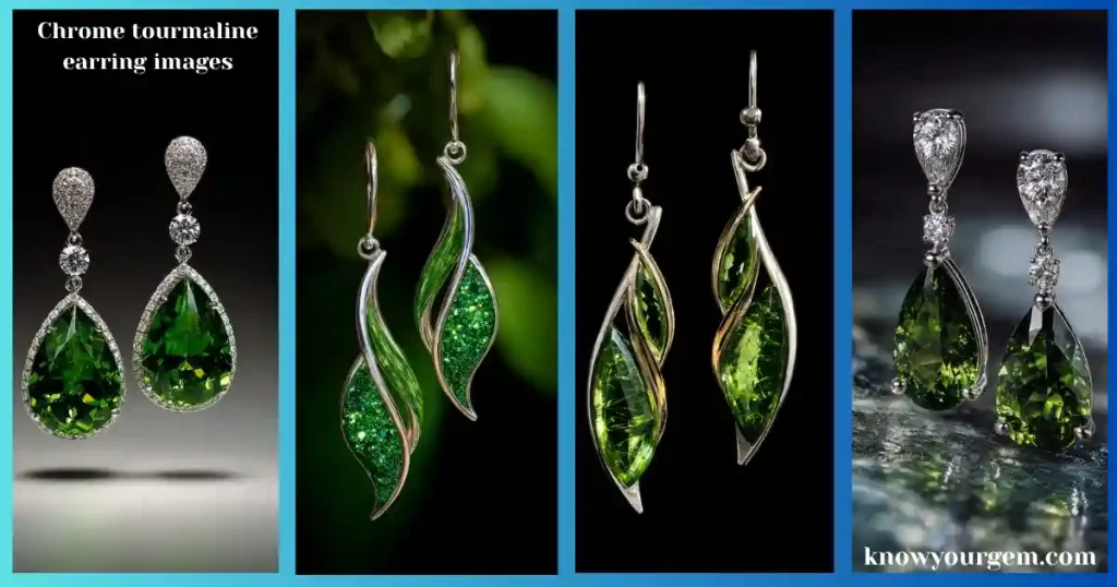 chrome tourmaline earring images, green tourmaline earrings, green stone earrings