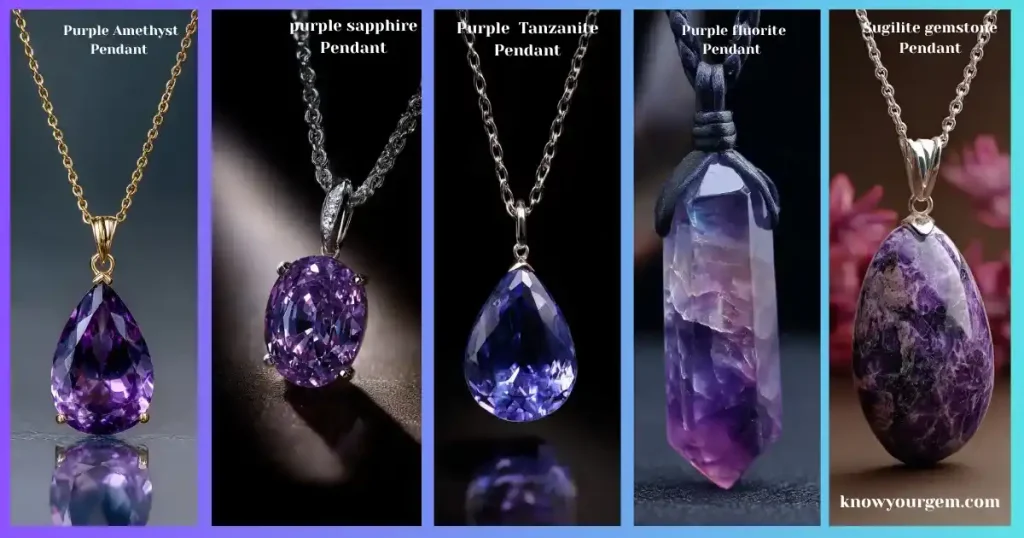 purple gemstones, purple amethyst pendant, purple sapphire pendants, purple fluorite pendant