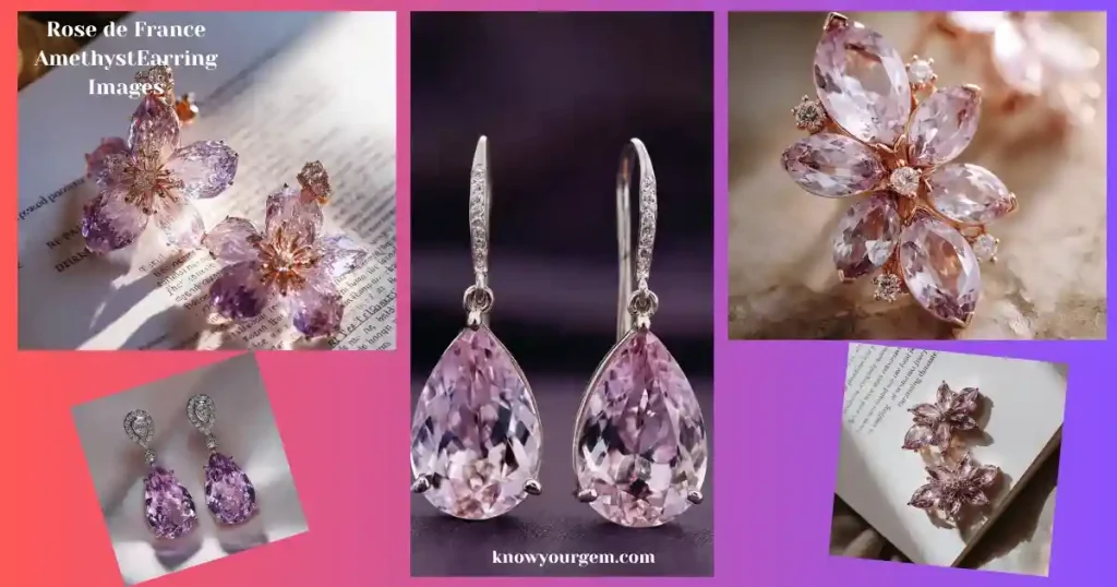 Rose de France Amethyst earrings, Rose de France Amethyst studs, amethyst earrings