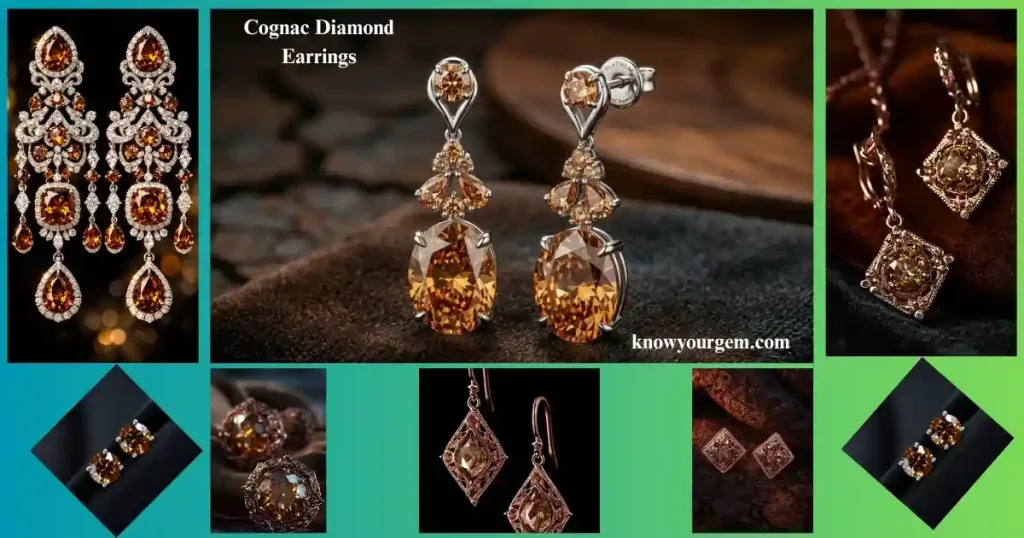Cognac diamond earrings #brown diamond earring #statement earrings #cognac diamond jewelry