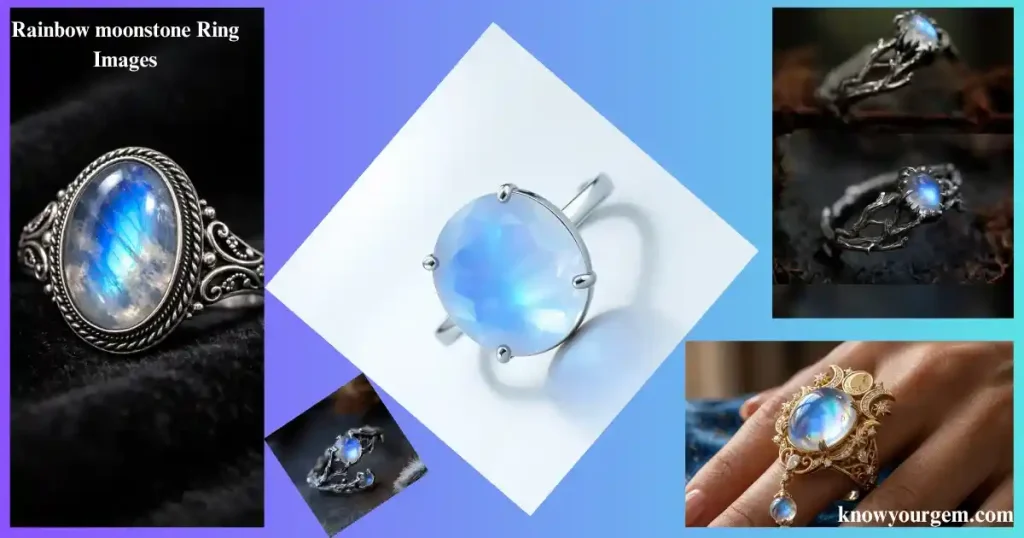 Rainbow moonstone rings, moonstone rings, rainbow moonstone engagement rings