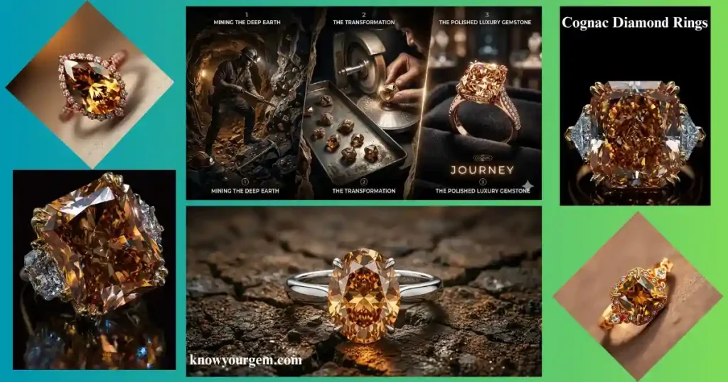 cognac diamond rings #cognac diamond jewelry # vintage diamond rings # diamond engagement rings