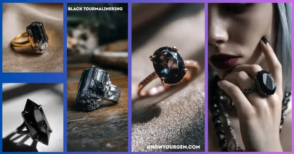 black tourmalinering, black tourmaline rings, black tourmaline engagement rings, black rings, black gem rings