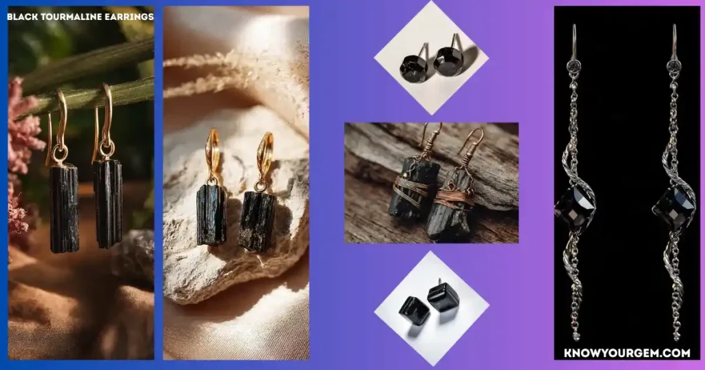 Black tourmaline earrings, black earring, tourmaline earring, black stone earrings