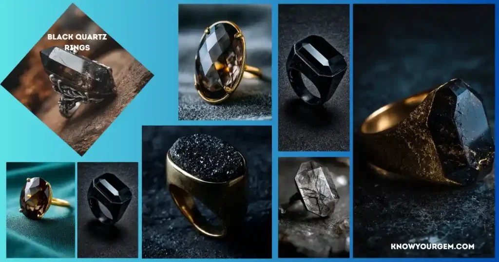 black quartz rings, black quartz, black quartz gem rings, black quartz jewelry