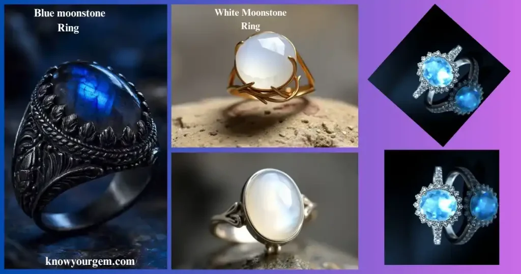 Blue moonstone ring # white moonstone ring #rainbow moonstone ring #moonstone engagement rings# moonstone jewelry
