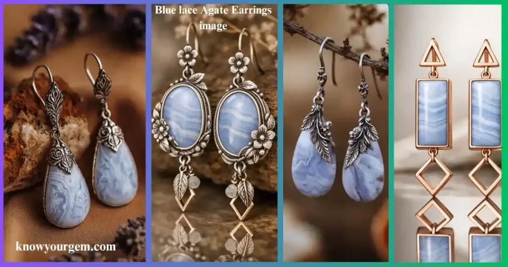 Blue lace agate earrings, blue agate earrings, blue stone earrings, blue agate earring images
