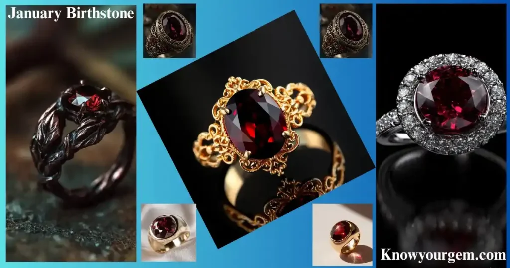 January birthstone #garnet rings # red gemstones rings, garnet engagement rings
