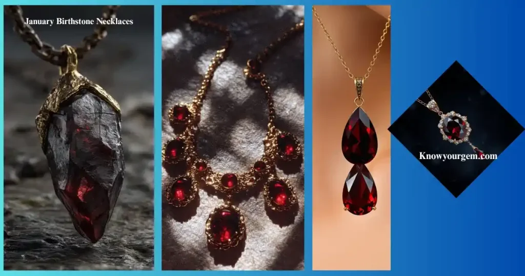 January birthstone, garnet necklaces, January birthstone necklaces, statement necklaces