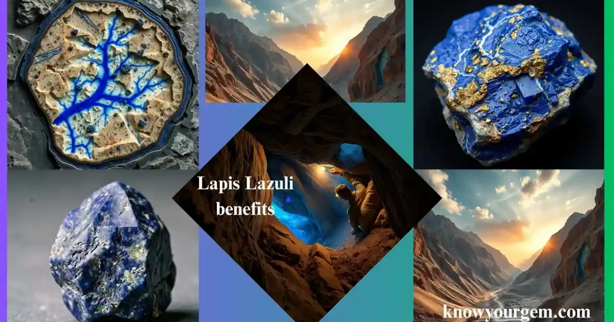 Lapis lazuli benefits: This a gemstone can benefit with, intuition, focus, and emotional balance if you hold or wear, as well as its connection with Third eye and Throat chakra make you confident, active your mind and boost your knowledge.
