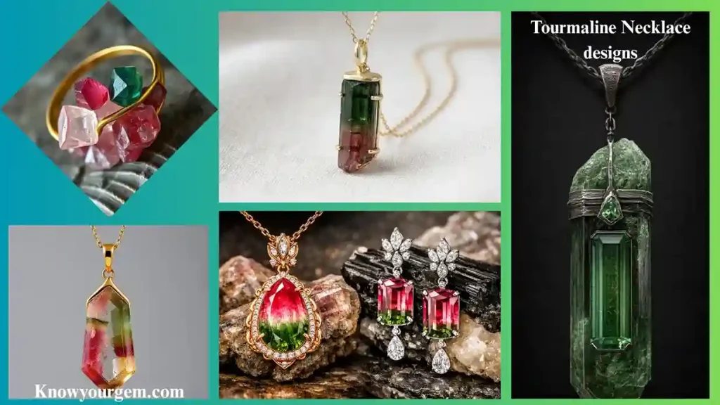 Tourmaline necklace #watermelon tourmaline pendant #green tourmaline pendant