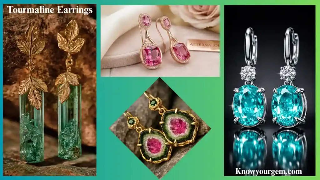 Tourmaline earrings, paraiba tourmaline earrings, watermelon tourmaline earrings, pink tourmaline earrings