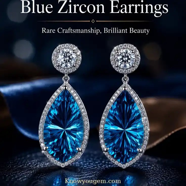blue zircon earrings, blue zircon stud earrings , blue zircon drop earrings