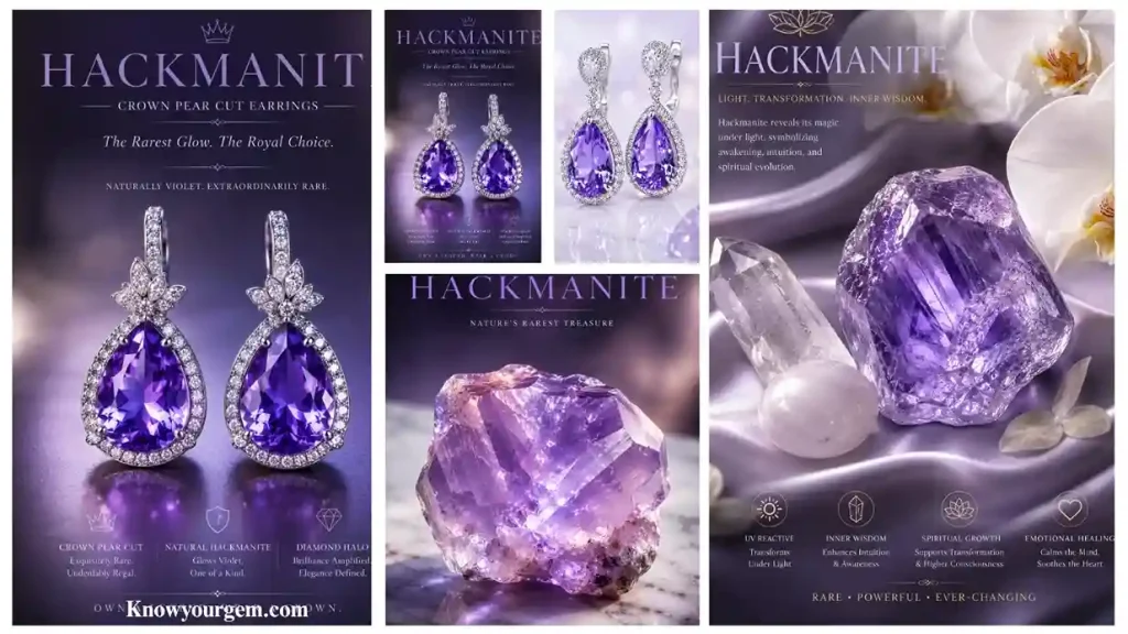 These signs of hackmanite earrings, and hackmanites show light purplish glow as like natural amethyst but differently