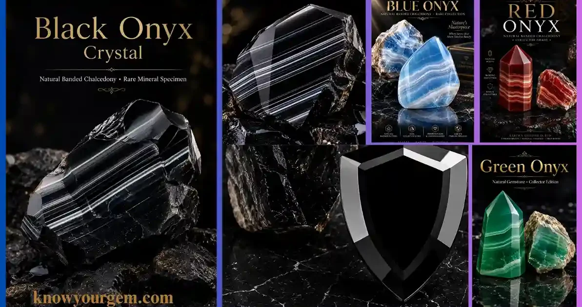 Black onyx stone, green onyx, red onyx, blue onyx are looking museum displayed pieces