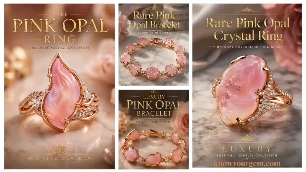 Pink opal vintage  inspired rings, pink opal rings pink opal engagement rings.