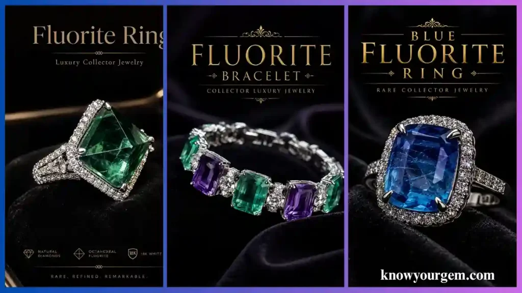 Fluorite ring, fluorite bracelets, and blue fluorite rings are looking best 