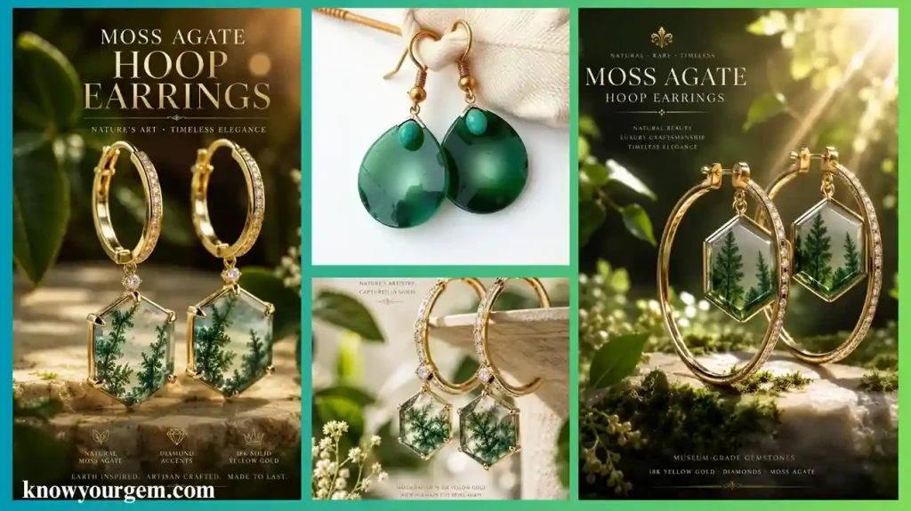 Moss agate hop earrings are best in different designs