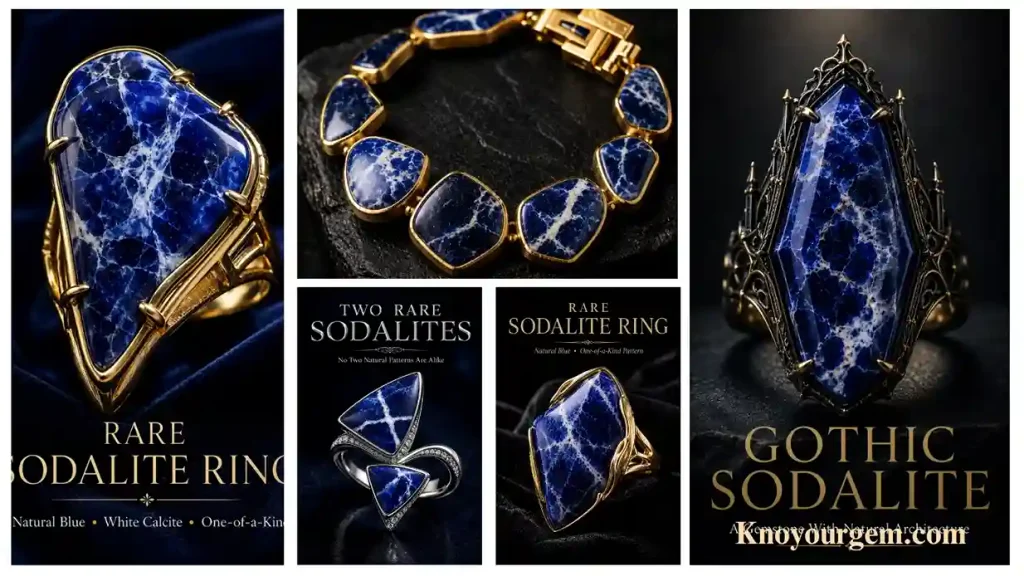 sodalite rings, two stone rings, rare rings, sodalite bracelet