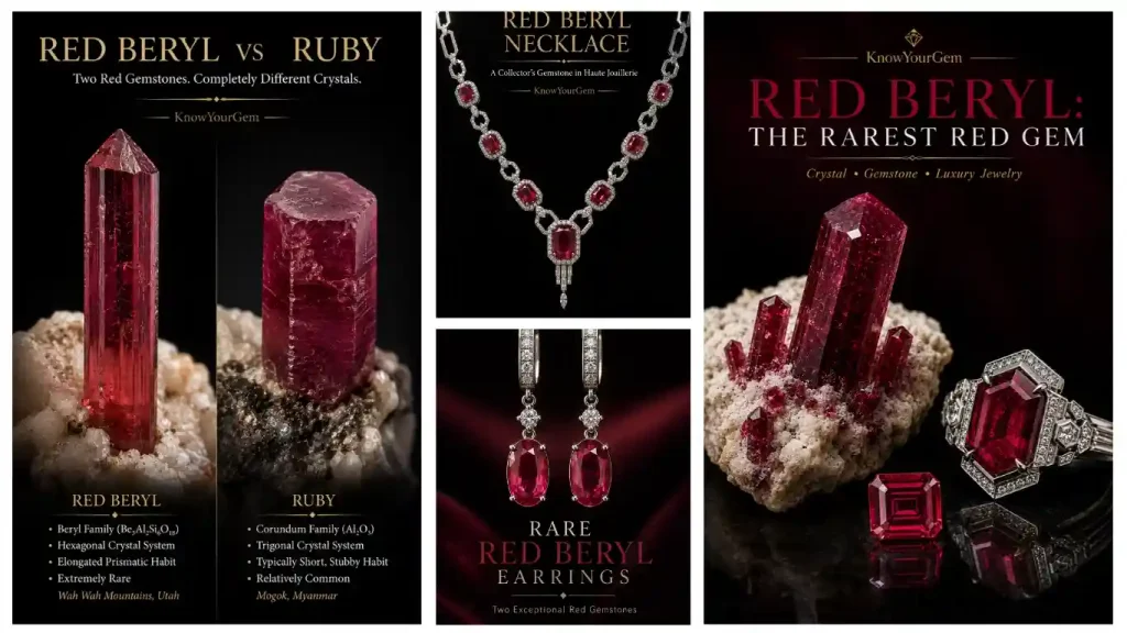 Ruby vs red beryl, red beryl necklace red beryl jewelry