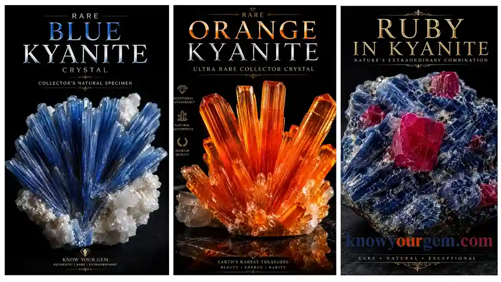 kyanite, orange kyanite, blue kyanite, kyanite in ruby