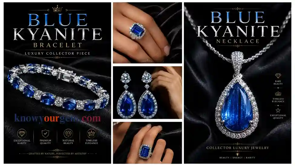 Blue kyanite bracelet, blue kyanite earrings, blue kyanite necklace, blue kyanite rings