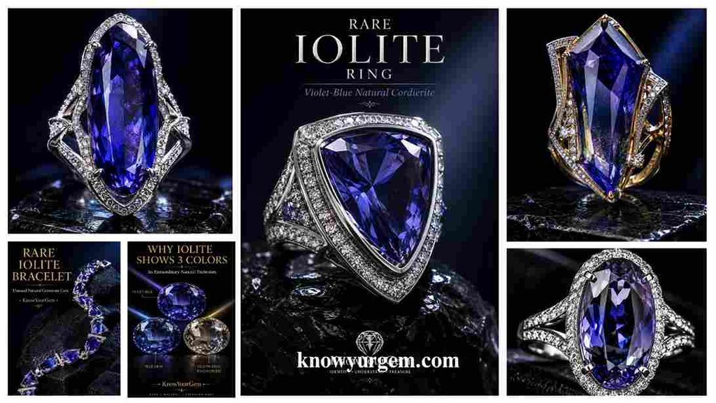 Iolite rings, iolite engagement rings, iolite jewelry, iolite wedding rings