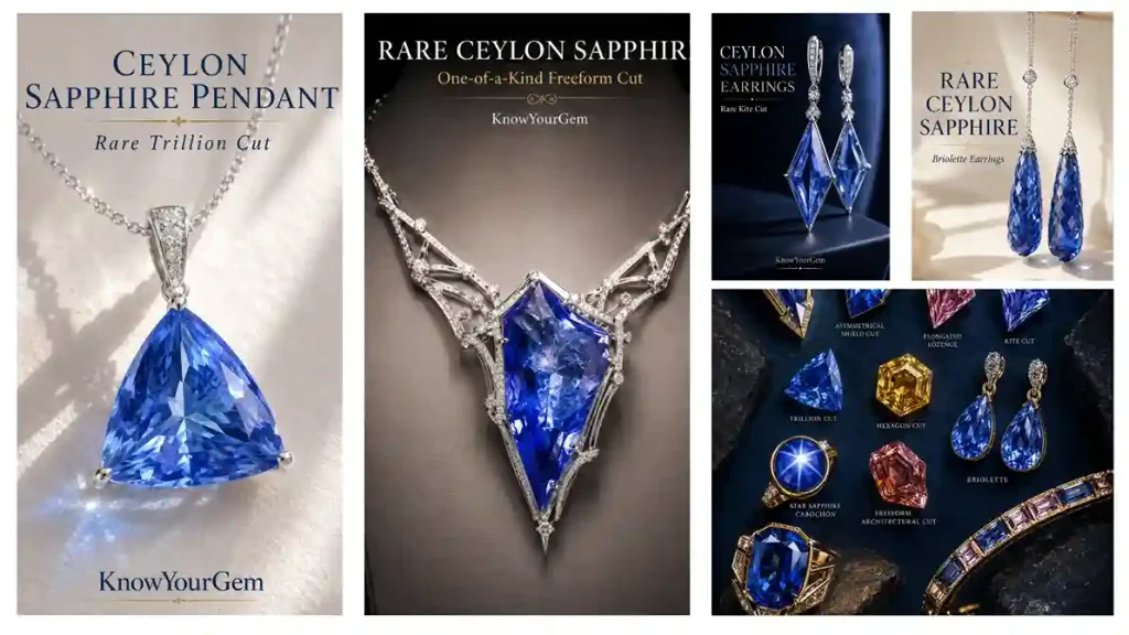 Ceylon sapphire, Ceylon sapphire necklace, Ceylon sapphire earrings
