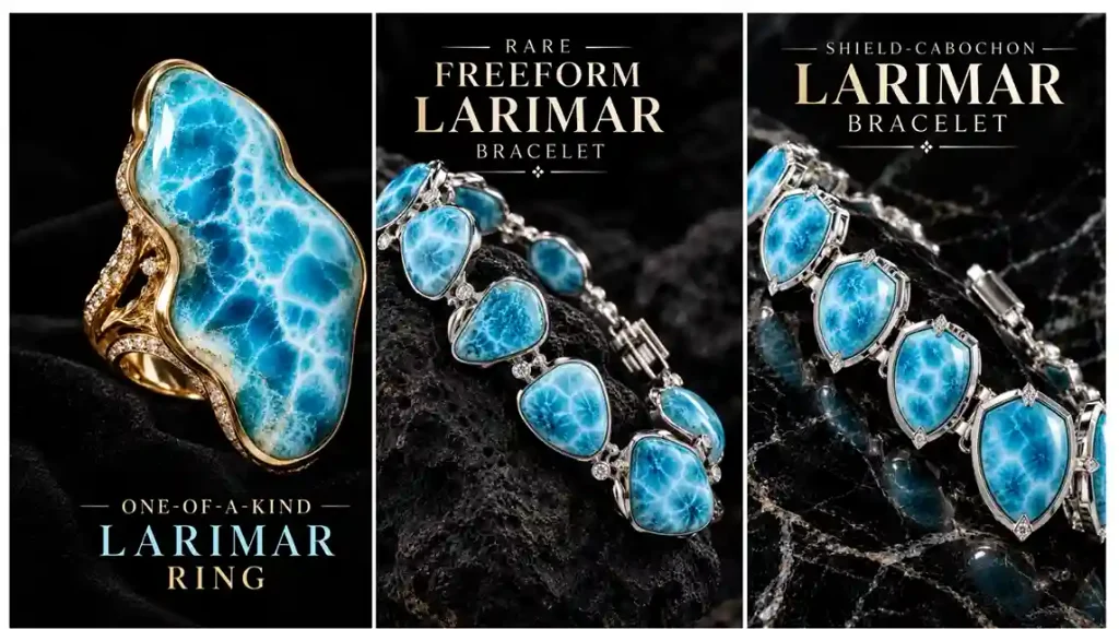 Larimar rings, larimar bracelets