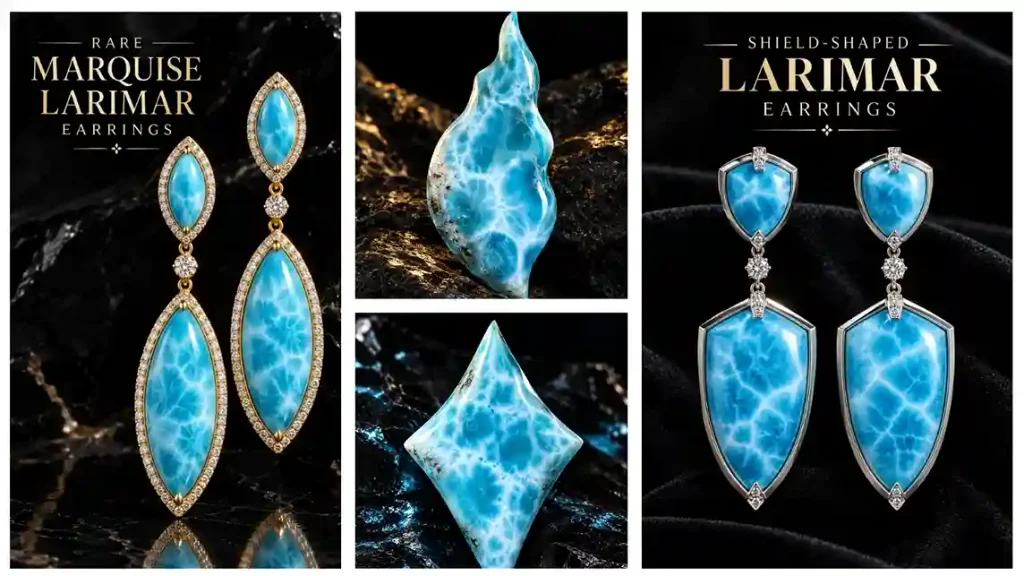 Larimar crystal benefits, larimar earrings