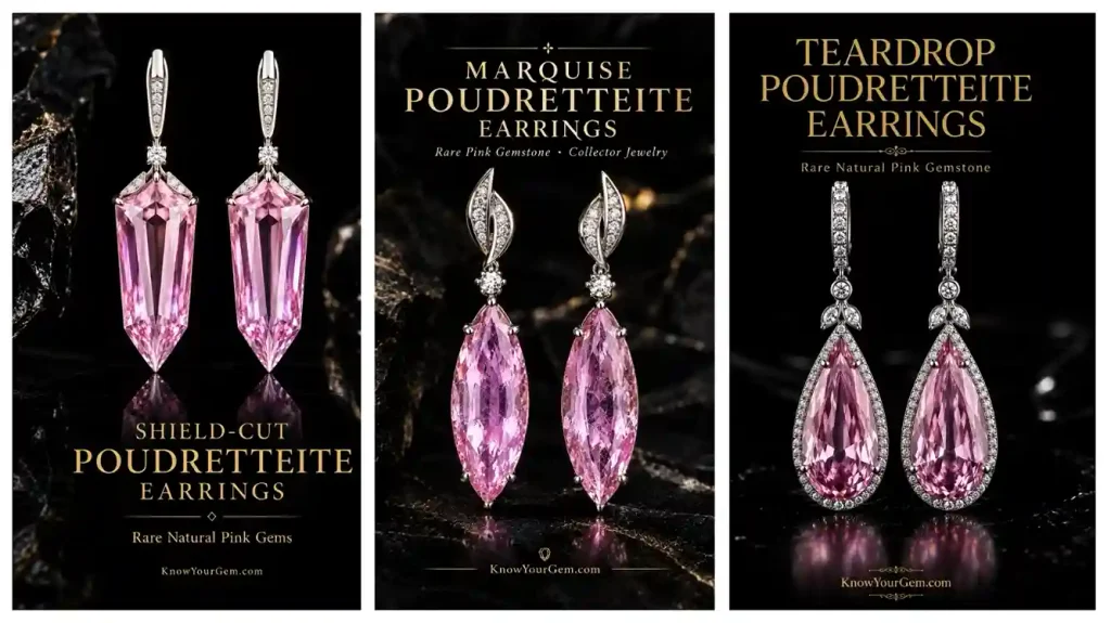 Poudretteite  earrings in different shapes