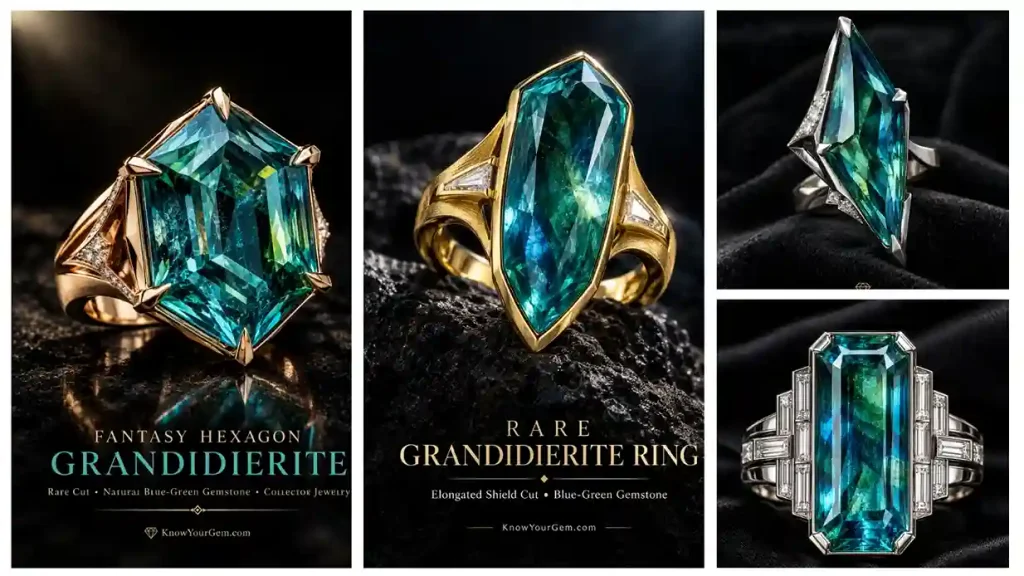 Grandidierite engagement rings