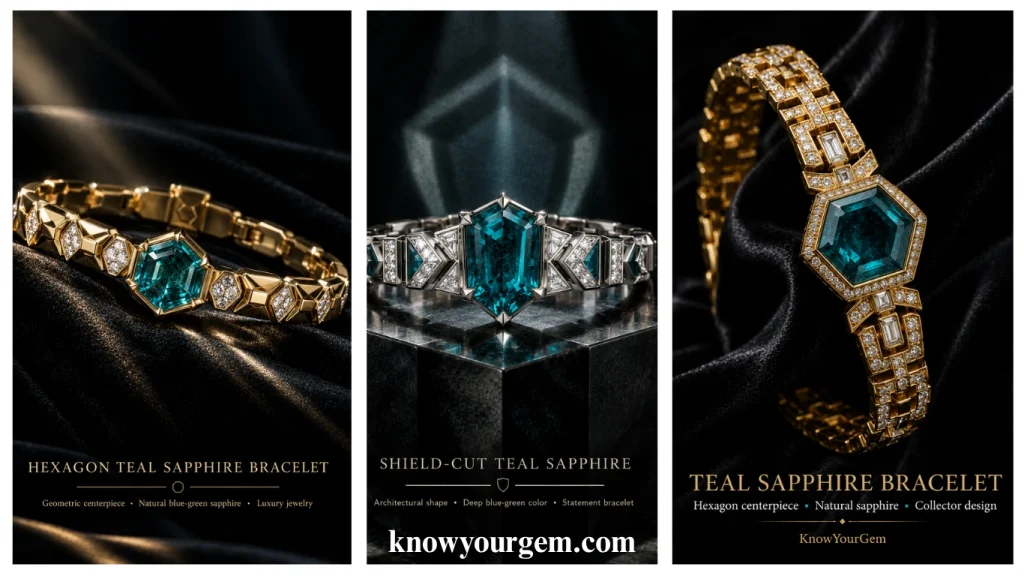 Teal sapphire bracelets, sapphire bracelets, blue-green sapphire bracelets