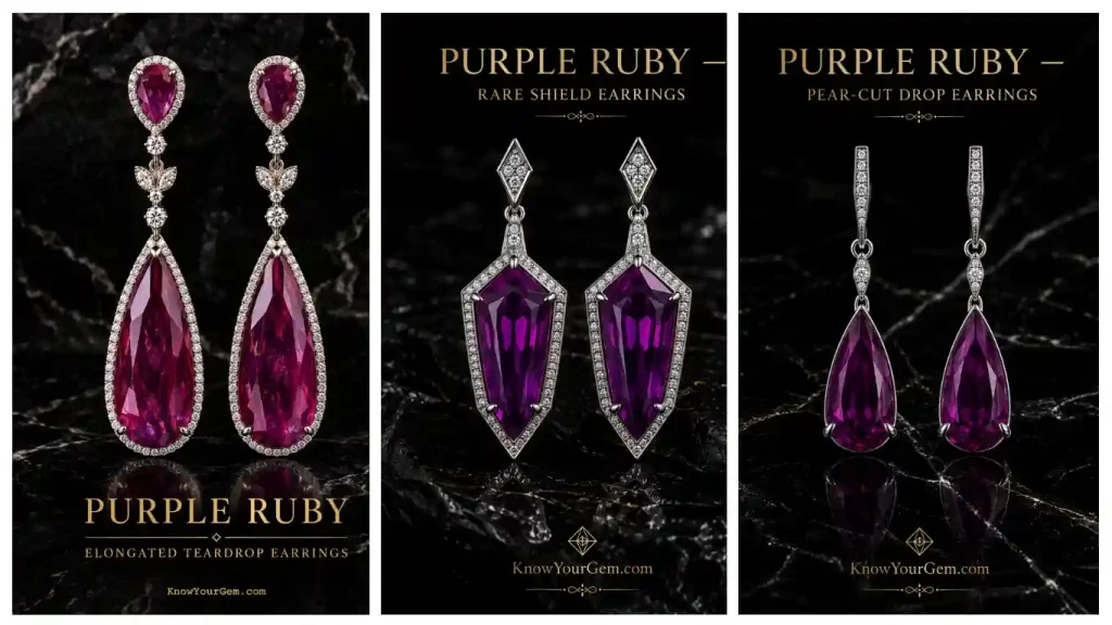 Purple ruby earrings
