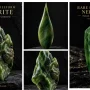 Nephrite gemstone different shapes in one frame