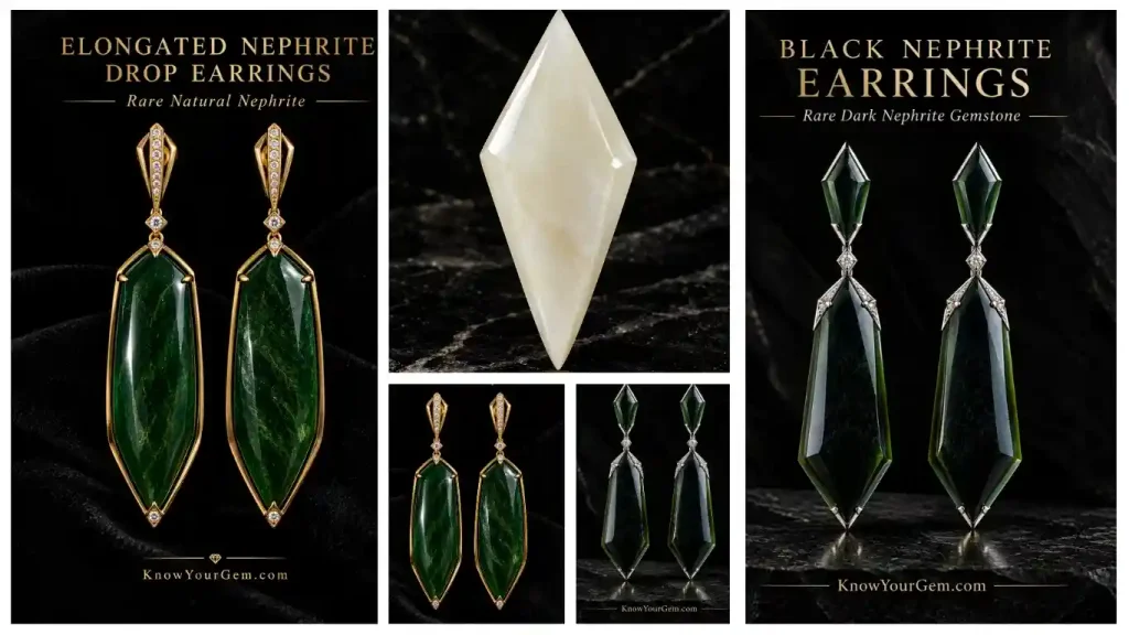 Nephrite earrings in different shapes