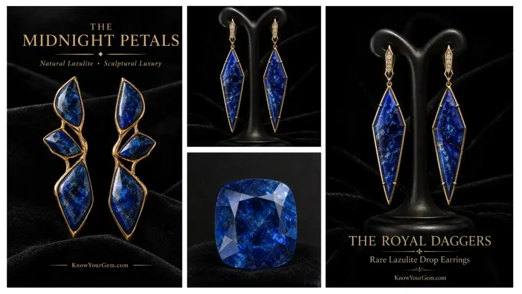 Lazulite Gemstone midnight petals, Lazulite royal daggers