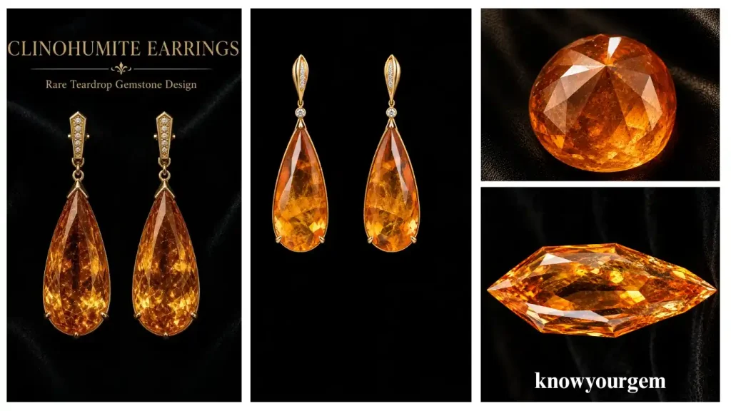 clinohunite earrings and different shapres